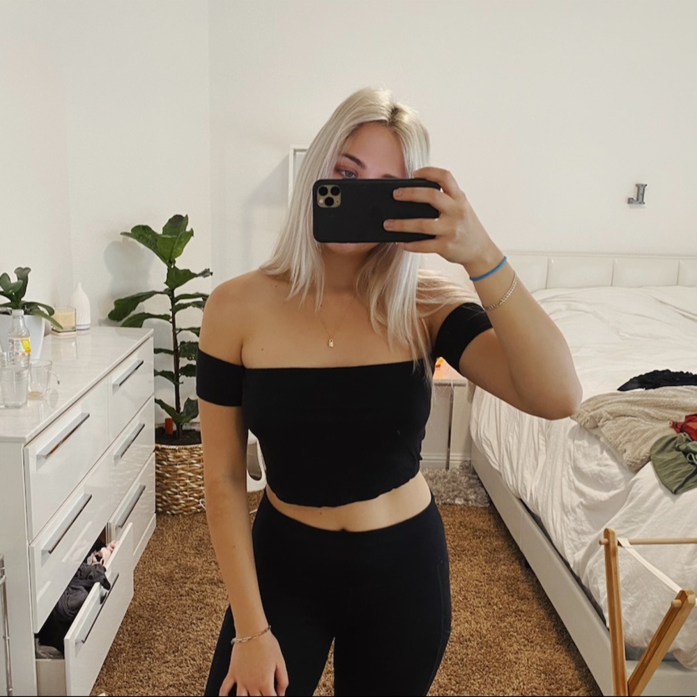 Off the shoulder black top